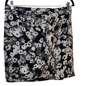 Banana Republic Black‎ White Floral Print Draped Waist Pencil Skirt Size 8